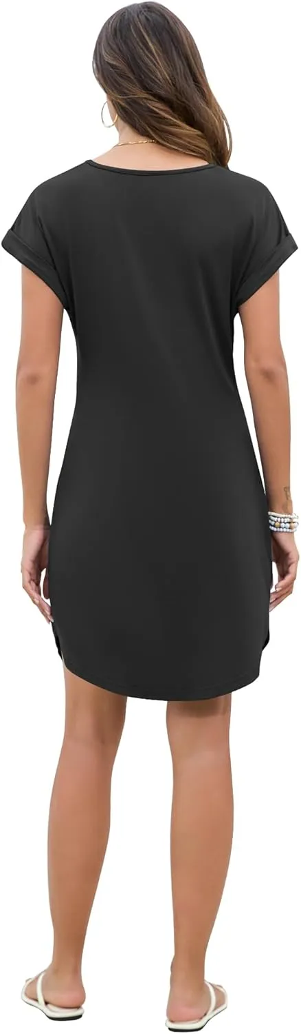 PLOKNRD Women's Casual Dress Summer Short Sleeve T-Shirt Dress Crew Neck Basic Dresses 2025