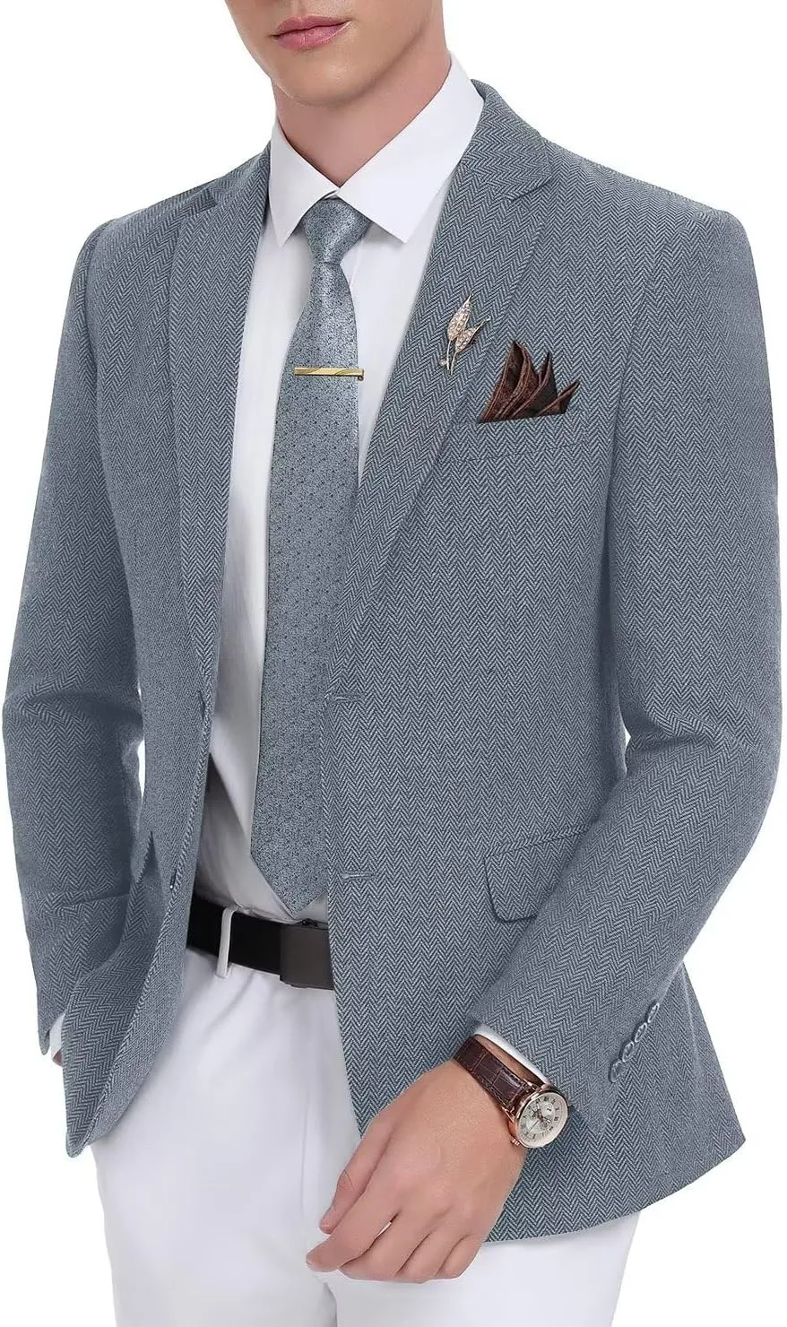 Retro Tweed Men's Suit Jackets Herringbone Slim Fit Sport Coats Blazer Prom Business Casual Men Tux Jacket Wedding Blazers