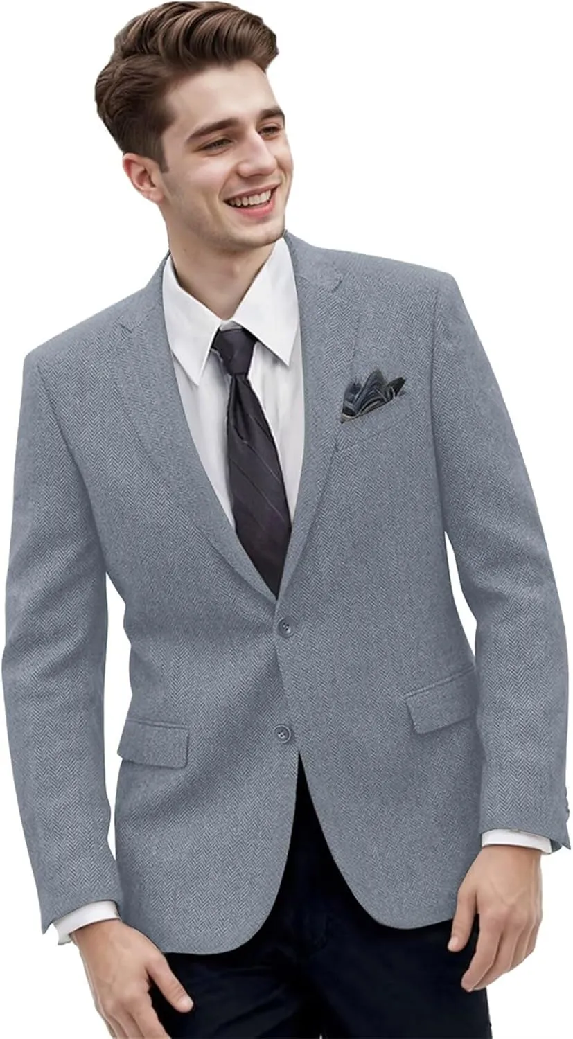 Retro Tweed Men's Suit Jackets Herringbone Slim Fit Sport Coats Blazer Prom Business Casual Men Tux Jacket Wedding Blazers