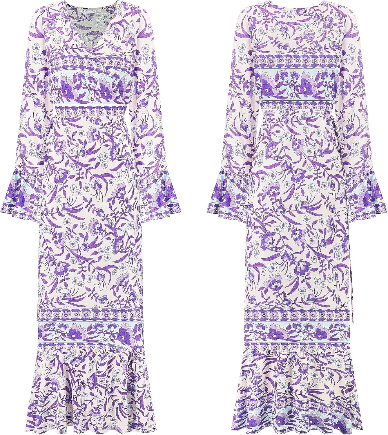 R.Vivimos Womens Summer Long Sleeve Cardigan Sexy Maxi Dresses