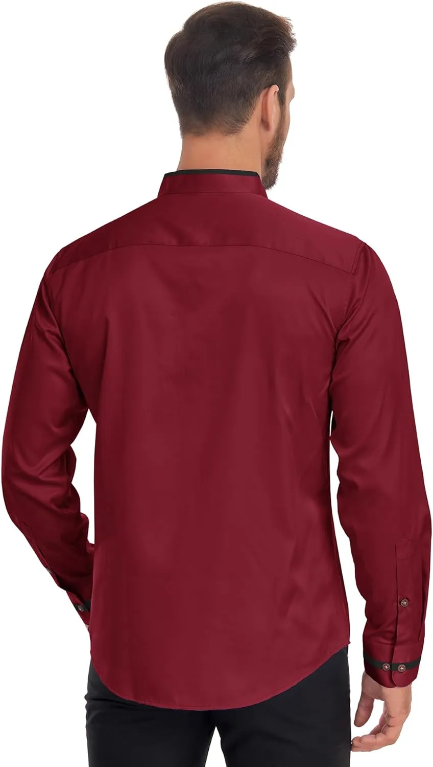 SWISSWELL Mandarin Collar Dress Shirt for Men Clergy Shirt Collarless Button Down Business Casual Shirts