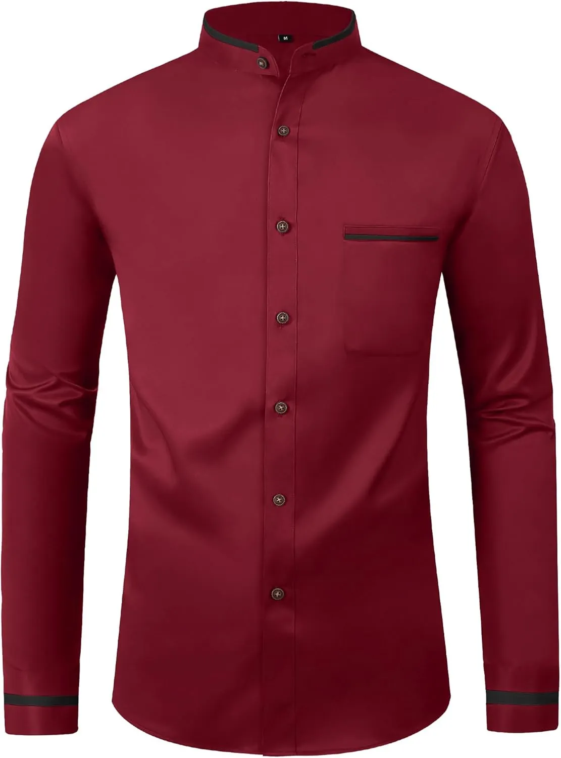 SWISSWELL Mandarin Collar Dress Shirt for Men Clergy Shirt Collarless Button Down Business Casual Shirts