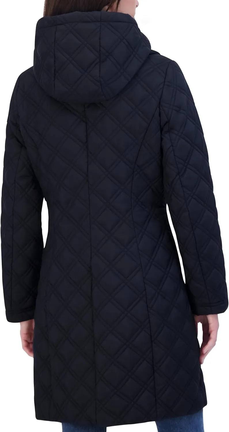 TAHARI Coat-Hooded Diamond Quilted Jacket-Women's Outerwear (XXS-XXL)