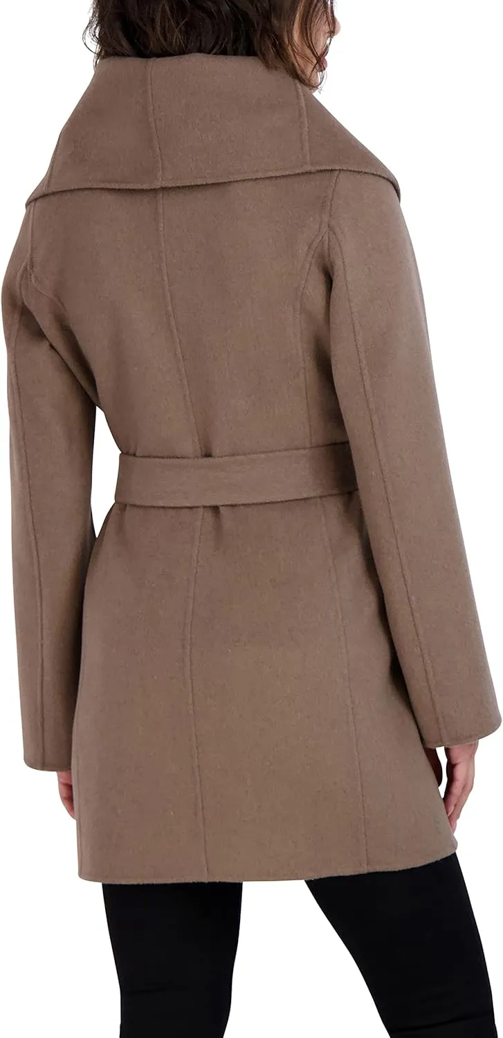 TAHARI Womens Marilyn Wool Blend Winter Wrap Coat