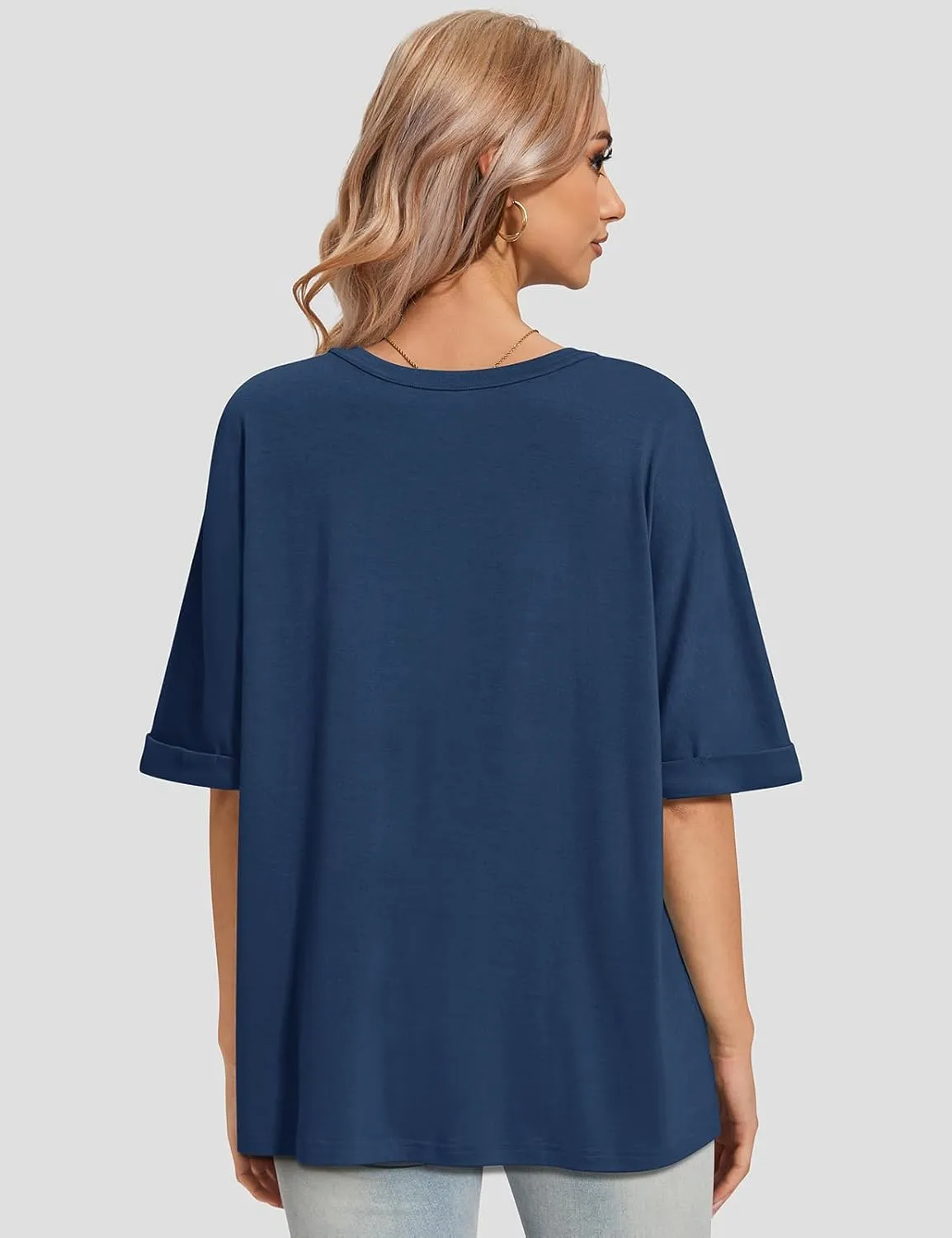 UEU Women Oversized T-Shirt Summer Casual Loose Fit Short Sleeve Basic Tops Workout Gym Tee Shirt