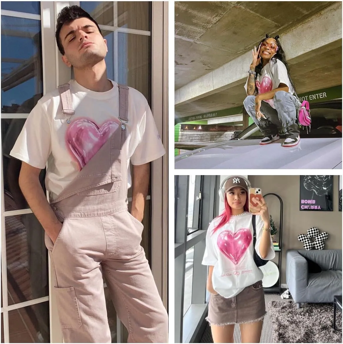 Vamtac Oversized Graphic Tees Vintage Love Balloon Printed Casual Streetwear Tops Summer Cotton T Shirts Y2k Unisex