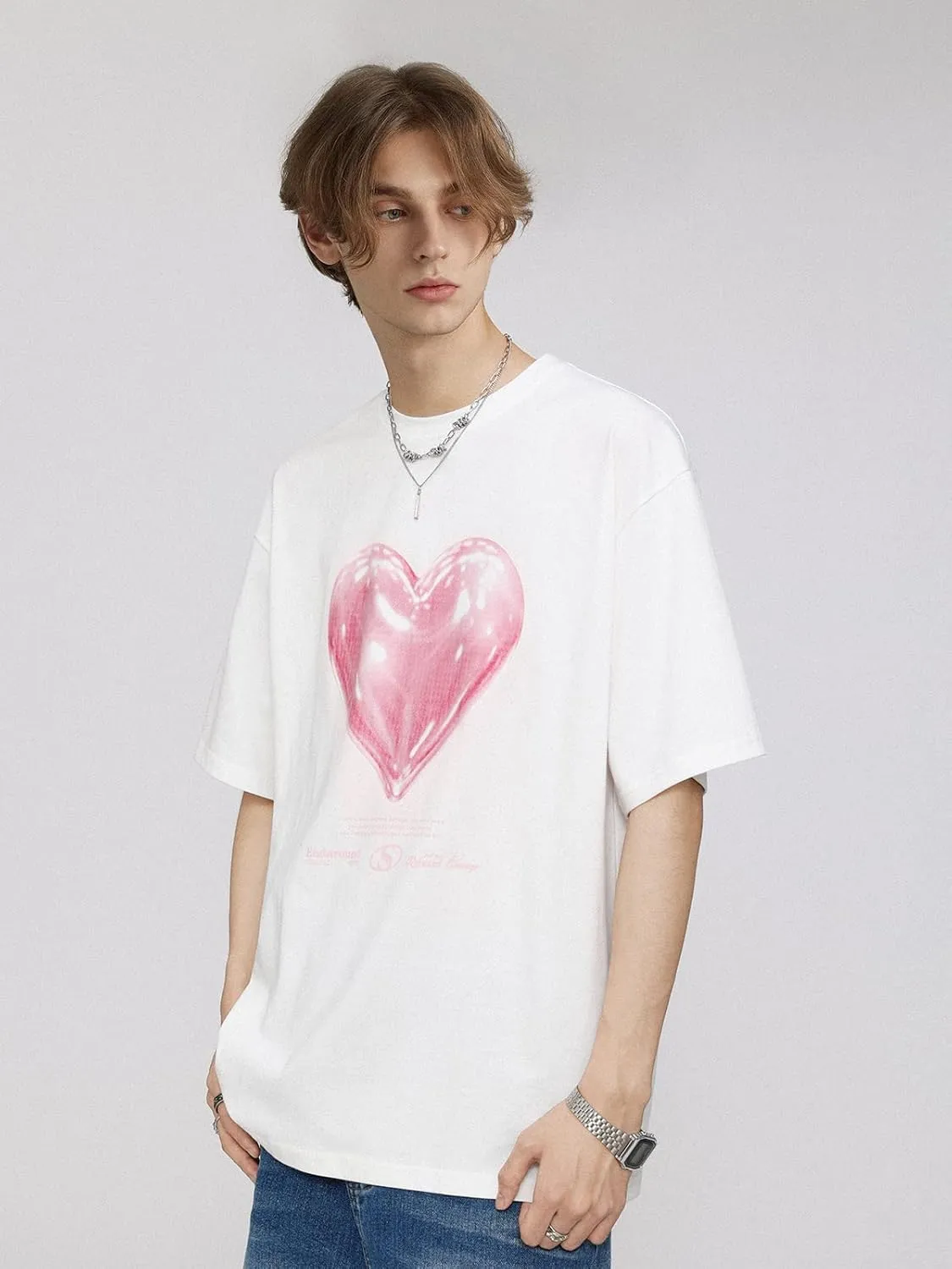 Vamtac Oversized Graphic Tees Vintage Love Balloon Printed Casual Streetwear Tops Summer Cotton T Shirts Y2k Unisex