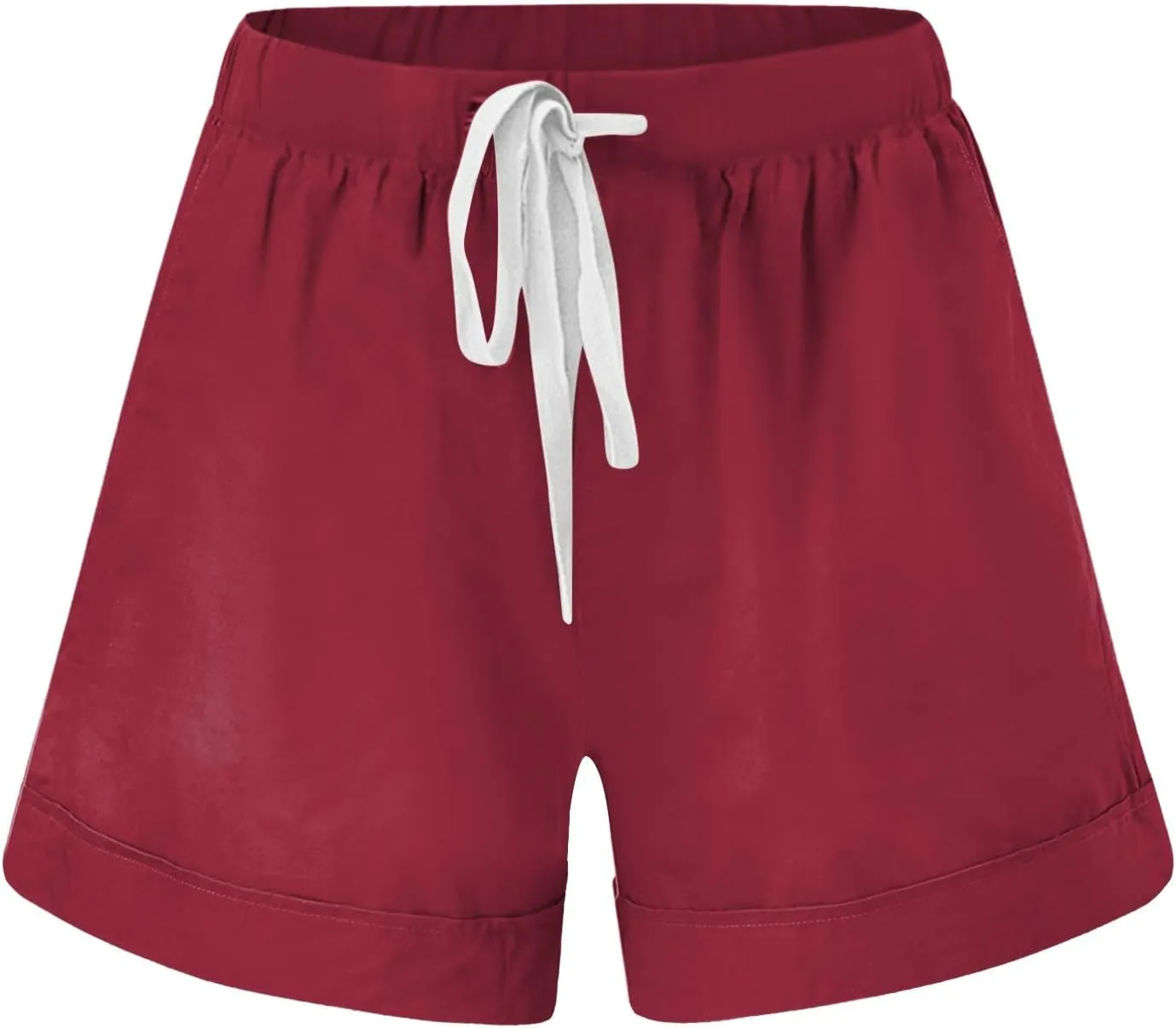 Women Summer Casual Shorts Drawstring High Waisted Pull On Shorts Beach Lightweight Short Pant Fashion Vacation Outfit