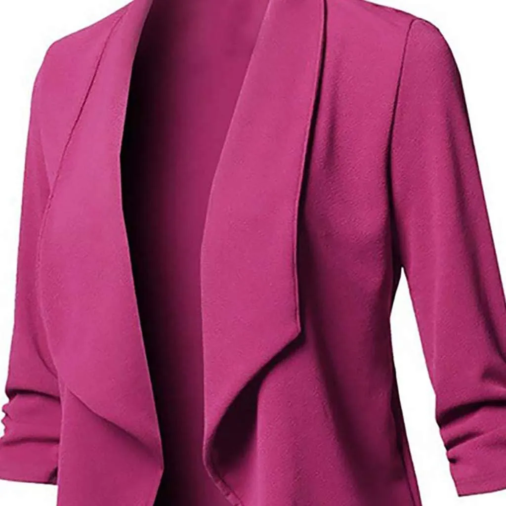 Womens Blazers 3/4 Sleeve Open Front Blazer Business Casual Deconstructed Jackets for Womens Clothes with Plus Size