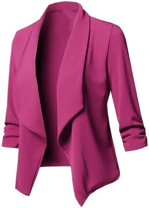 Womens Blazers 3/4 Sleeve Open Front Blazer Business Casual Deconstructed Jackets for Womens Clothes with Plus Size