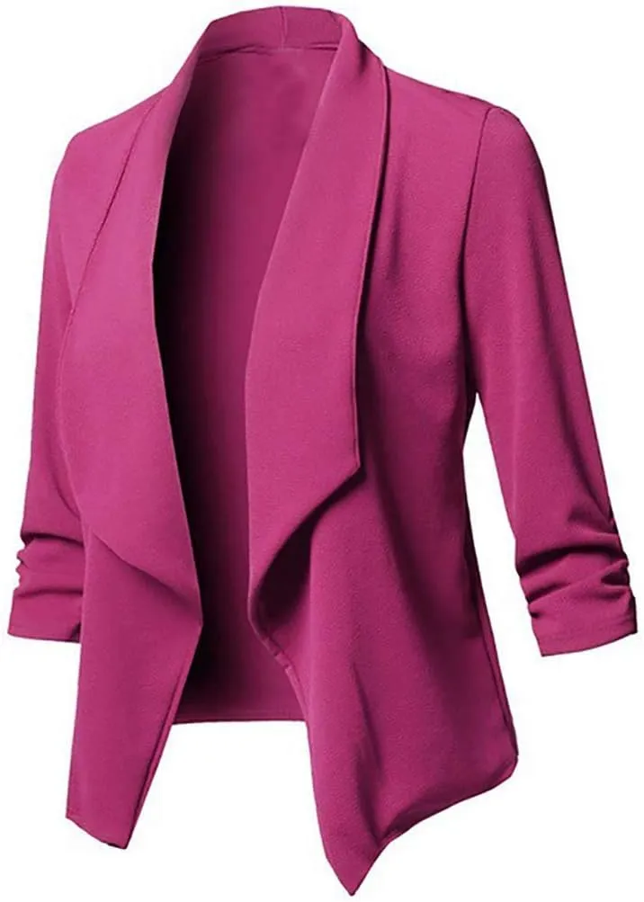 Womens Blazers 3/4 Sleeve Open Front Blazer Business Casual Deconstructed Jackets for Womens Clothes with Plus Size