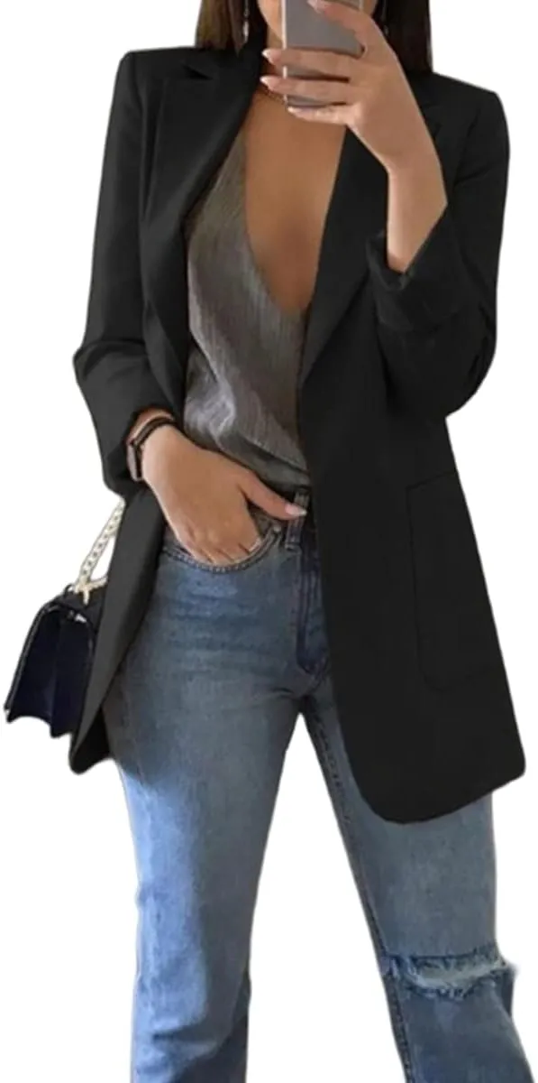 Womens Casual Blazers Business Oversized Blazer Jacket Long Sleeve Open Front Work Office Blazer Trendy Clothes
