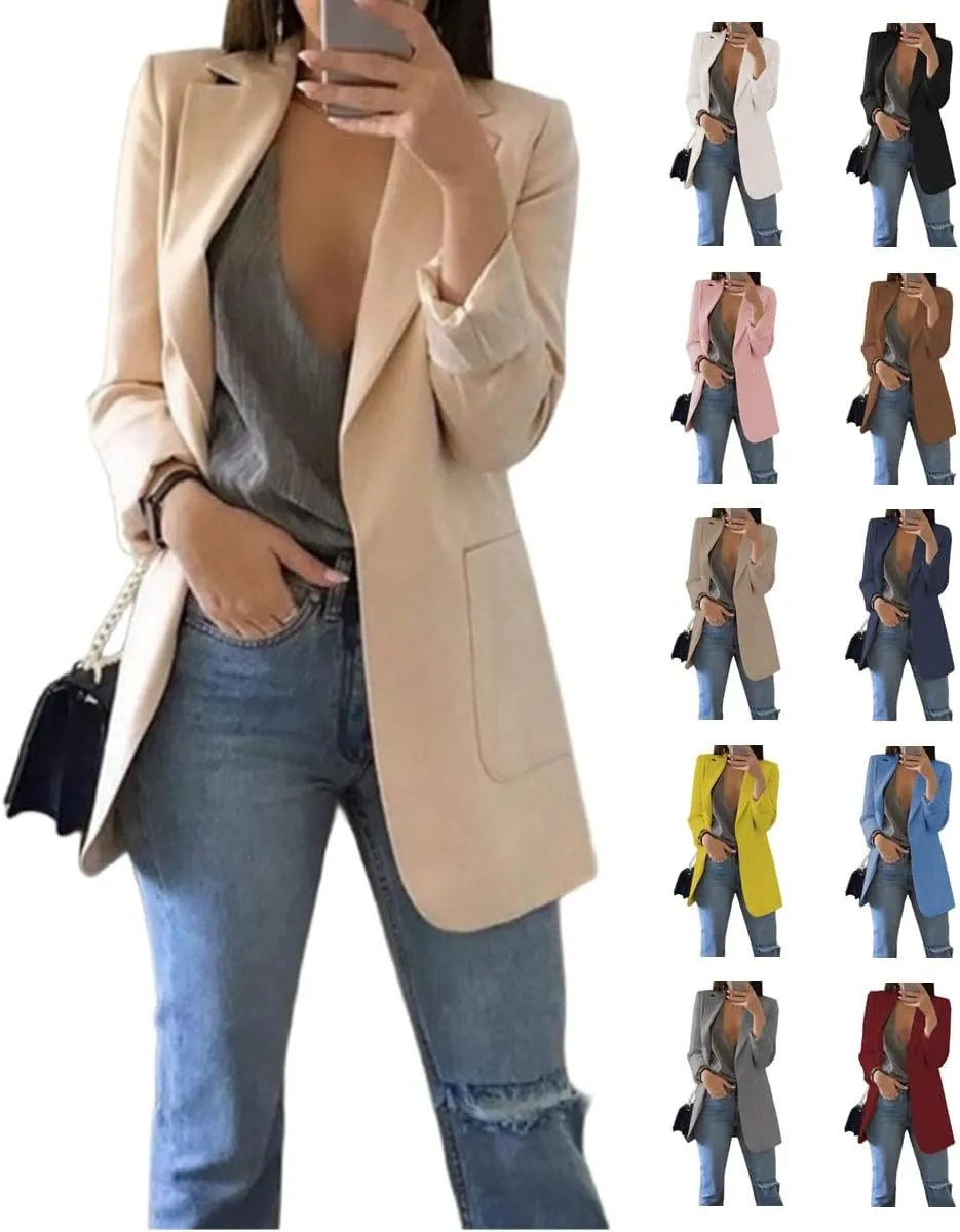 Womens Casual Blazers Business Oversized Blazer Jacket Long Sleeve Open Front Work Office Blazer Trendy Clothes