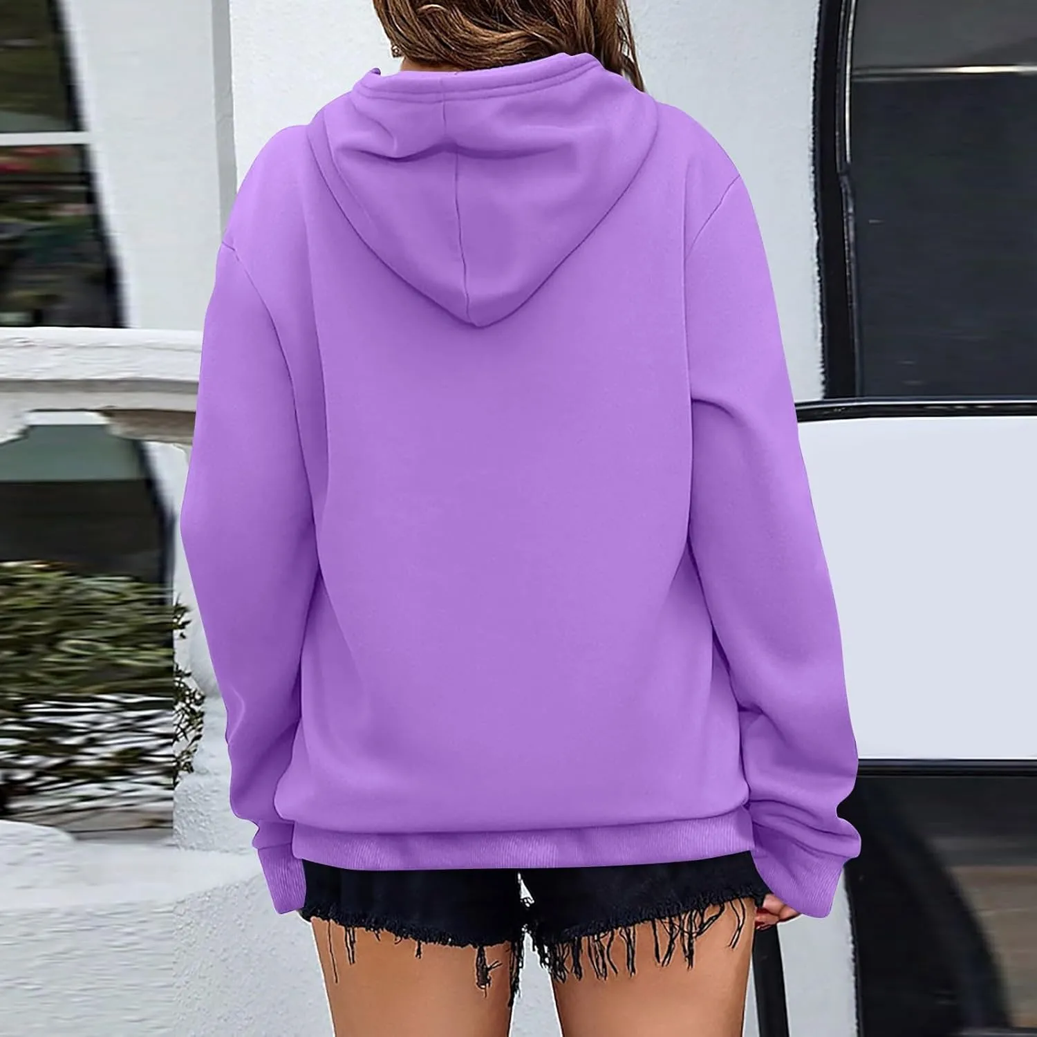 Women's Casual Hoodies Long Sleeve Lightweight Solid Pullover Tops Loose Fall Winter Sweatshirt with Pocket