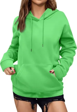 Women's Casual Hoodies Long Sleeve Lightweight Solid Pullover Tops Loose Fall Winter Sweatshirt with Pocket