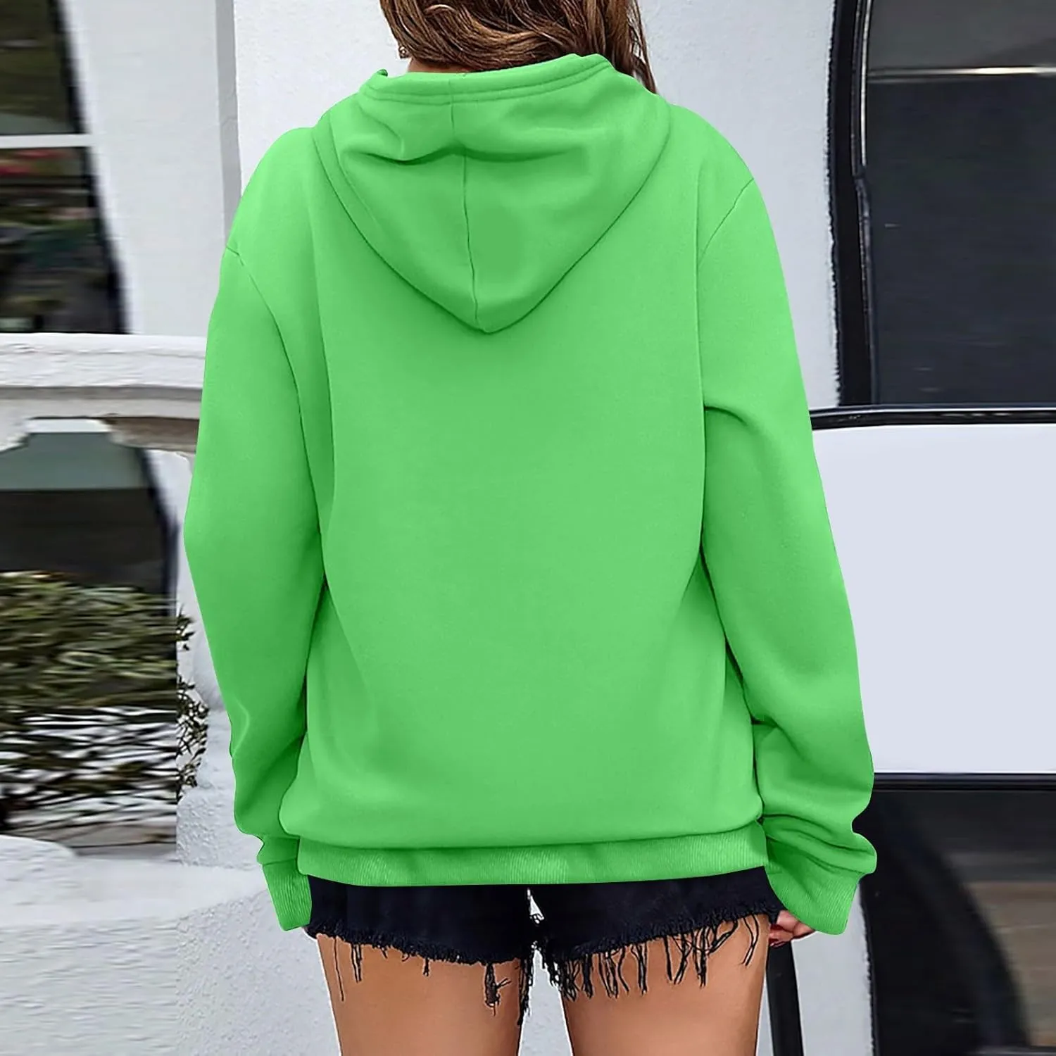 Women's Casual Hoodies Long Sleeve Lightweight Solid Pullover Tops Loose Fall Winter Sweatshirt with Pocket