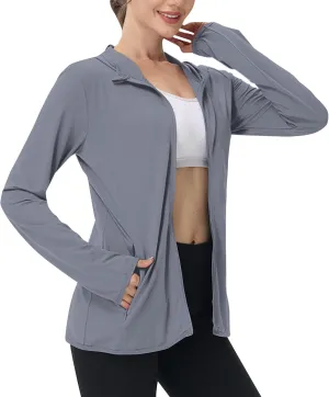 Womens Sun Shirts Full Zip UPF 50  Sun Protection Hoodie Jacket Lightweight Long Sleeve Hiking Outdoor Jackets