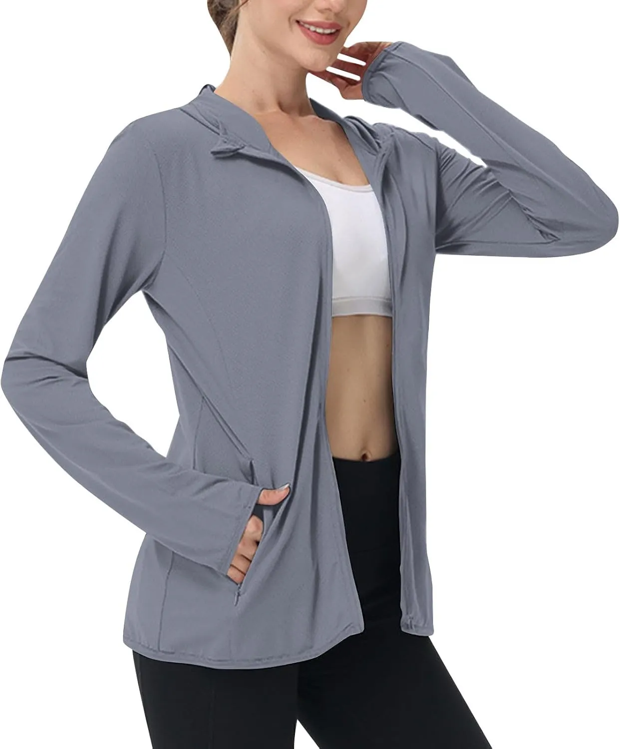 Womens Sun Shirts Full Zip UPF 50 Sun Protection Hoodie Jacket Lightweight Long Sleeve Hiking Outdoor Jackets