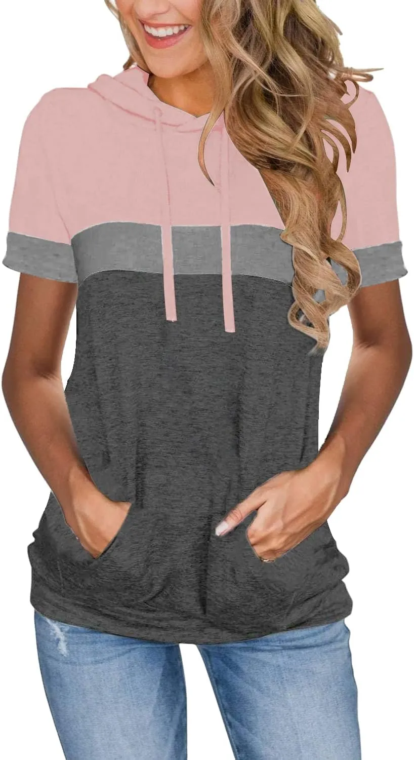 Womens Tops Summer Clothes Hoodies for Women Shirts Casual Short Sleeve Fashion Blouses Trendy Tunics