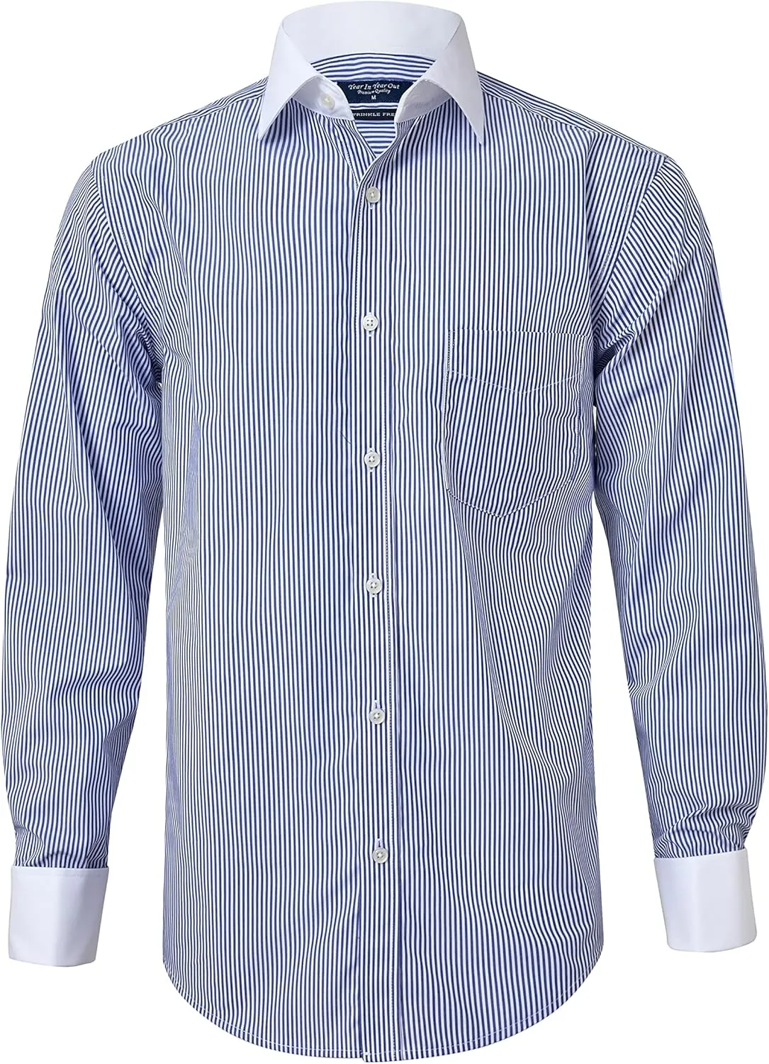 Year In Year Out French Cuff Wrinkle Free Dress Shirt for Men Regular Fit Long Sleeve Wrinkle Resistant Shirt