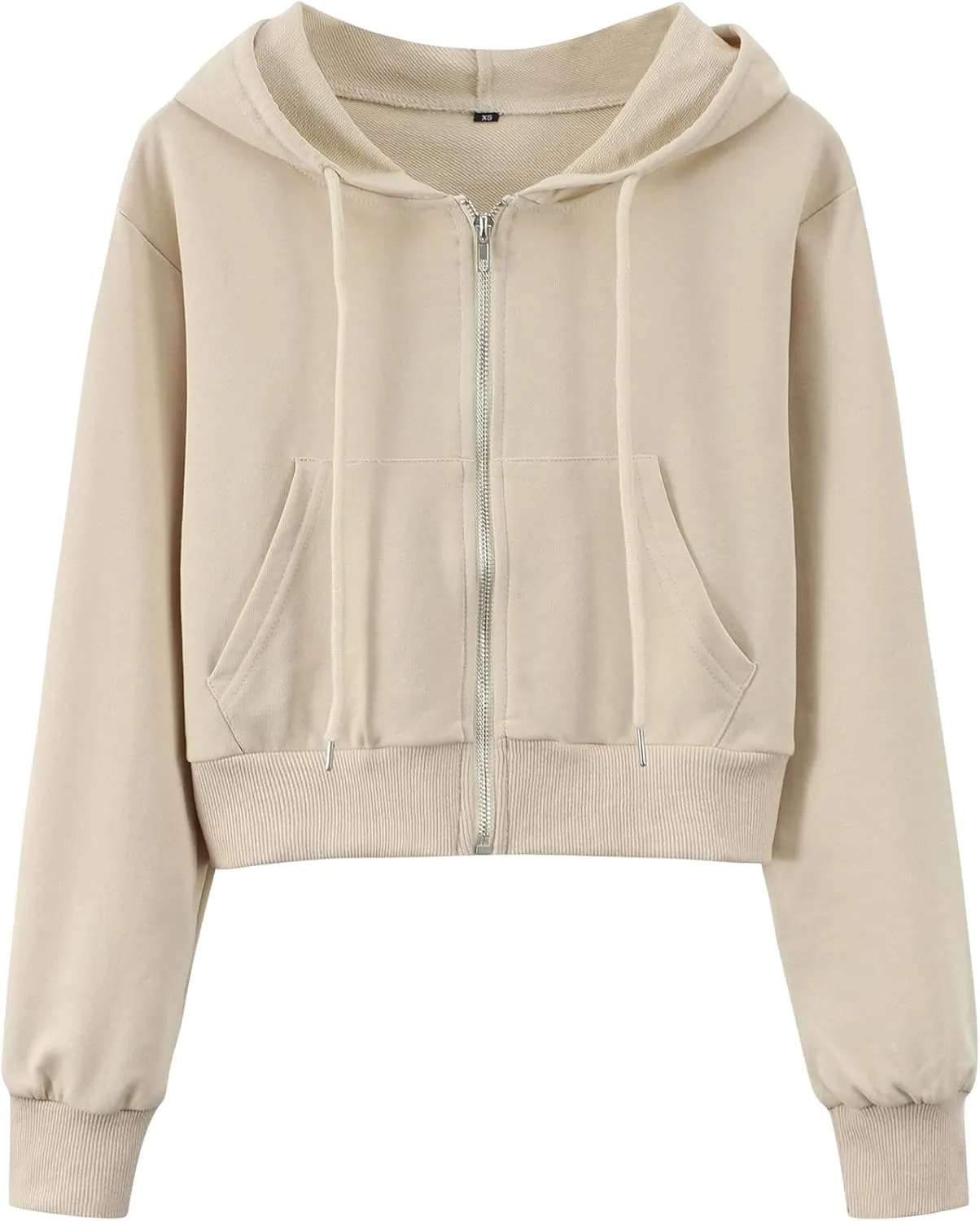 Yimoon Zip Up Hoodie Women Cropped Casual Sweatshirts Workout Long Sleeve Drawstring Hooded Jacket Crop Tops