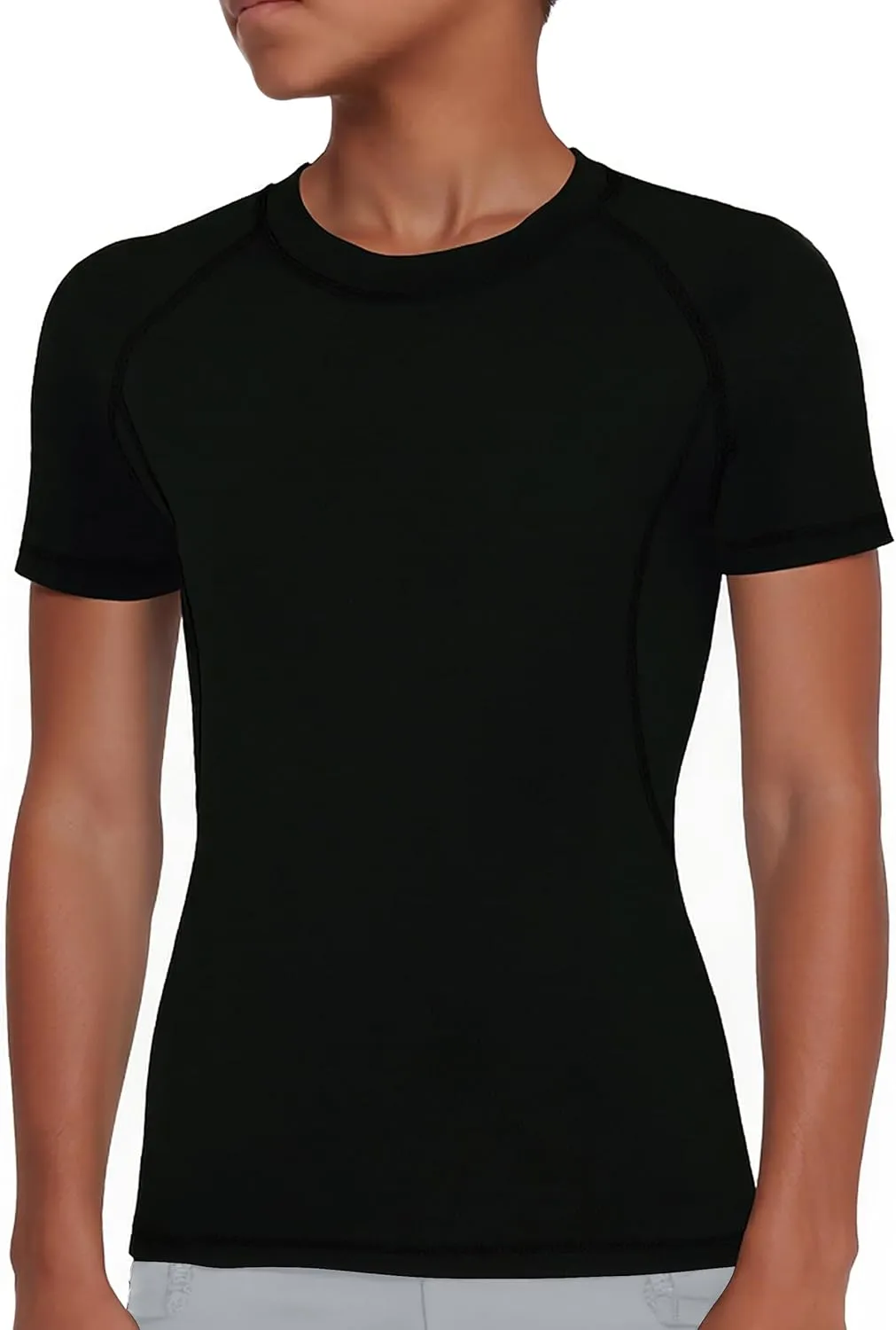 Youth Boys Compression Shirt Short Sleeve Kids Quick Dry Base Layer Undershirt Basketball Athletic T-Shirt